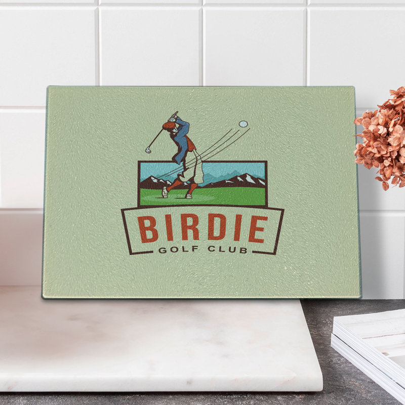 Planche à découper en verre trempé Ambesonne Golf Birdie Golf Club publicité crème vermillon