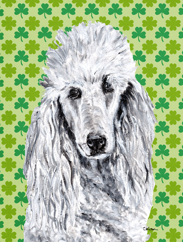 Drapeau de jardin à 2 côtés st. patrick day trèfle, Caniche (gris)