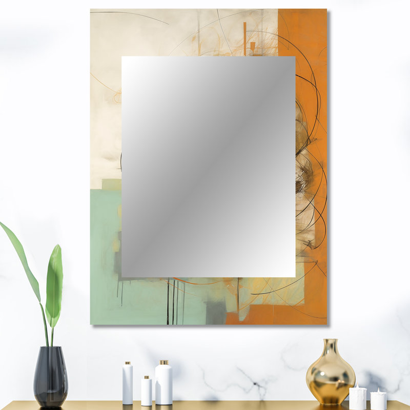 Encre liquide jaune orange captivant - miroir décoratif en marbre, grand miroir mural jaune, impression d'art en métal