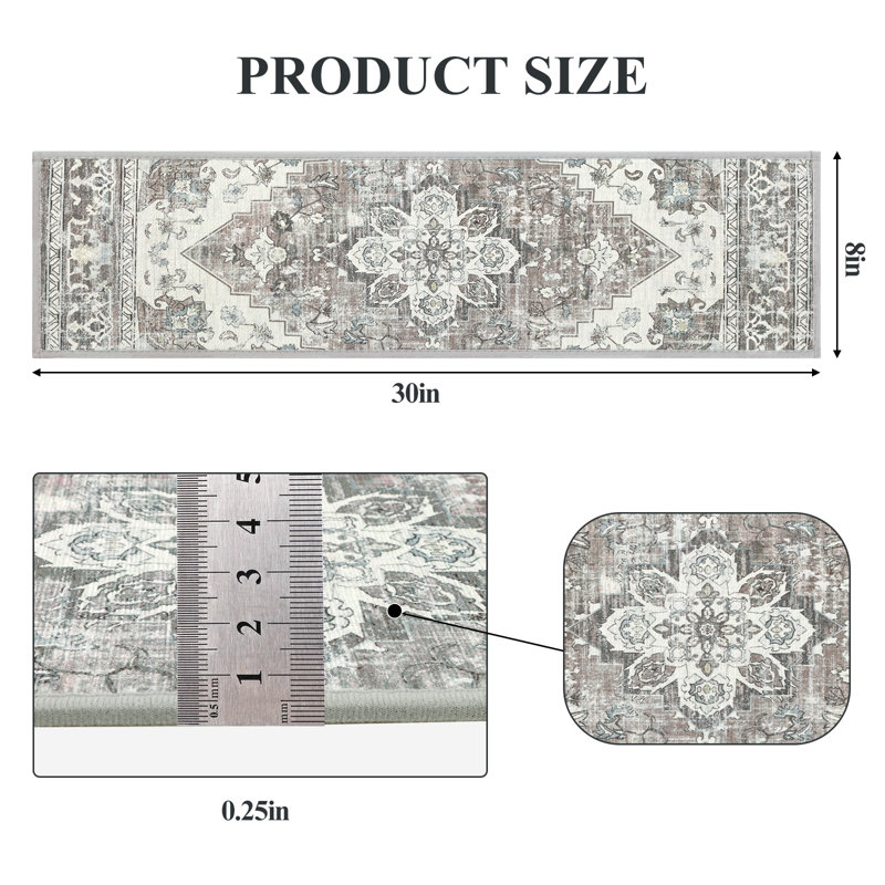 Tapis d'escalier antidérapants pour l'intérieur, Gris/beige