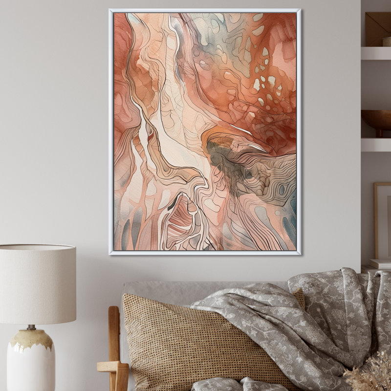 Chocolat, rêves, terre cuite, aquarelle abstraite - peinture murale abstraite, H 32 po x l 24 po x P 1 po
