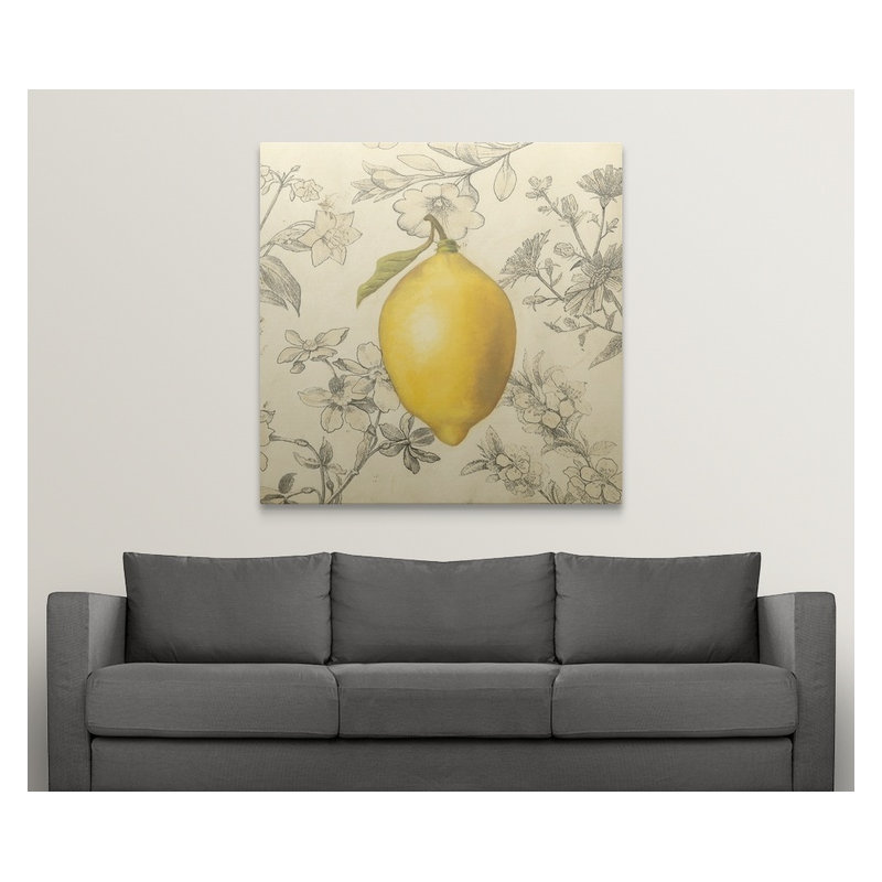 Doughtry " Lemon And Botanicals " by Megan Meagher, 35" H x 35" W x 1.5" D, Canvas