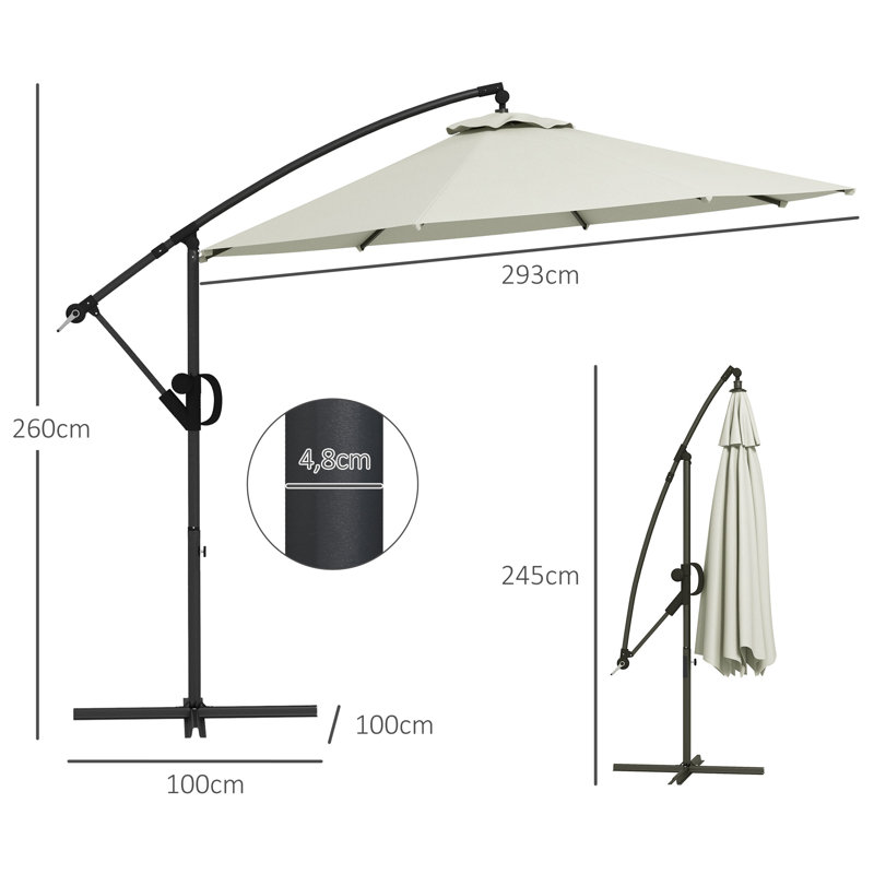 Sherell 293cm Cantilever Parasol, Cream