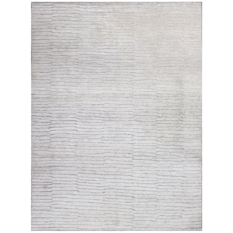 Tapis marocain beige à poils longs en laine, Rectangle 6 pi x 9 pi