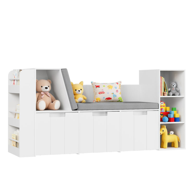 Storage Bookcase With Reading Nook And Drawers, Display Case