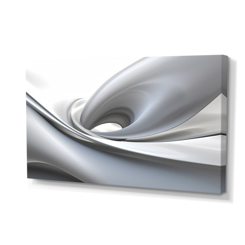 «White Grey Contemplative Abstraction - Abstract Modern Waves», impressions encadrées