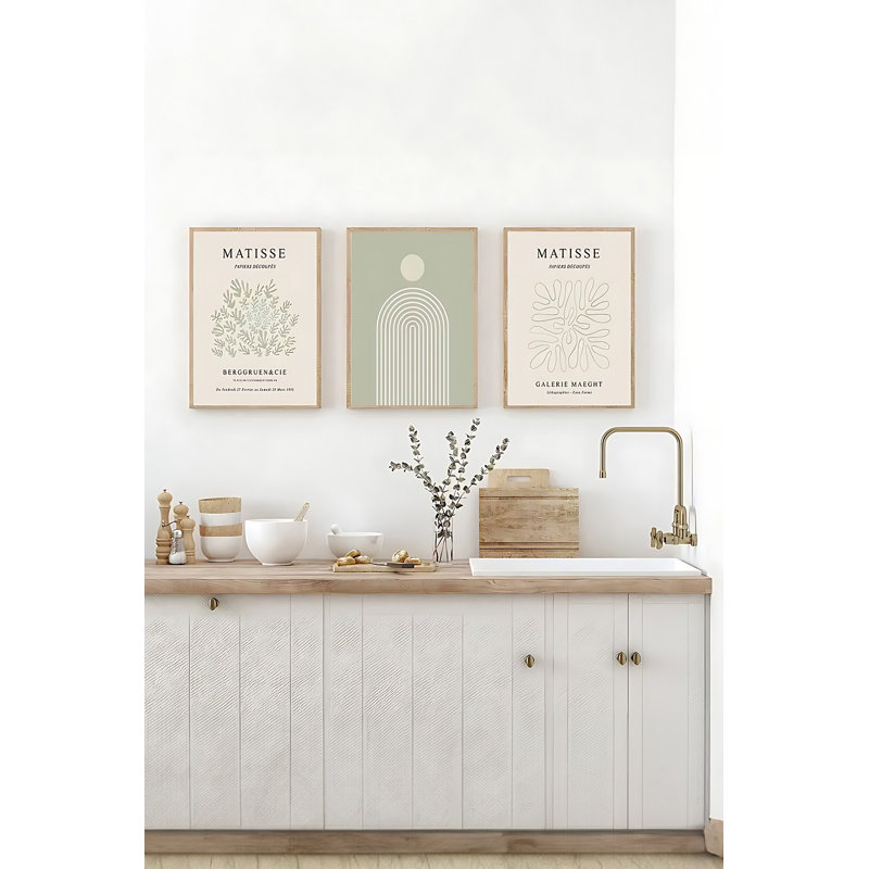 Ensemble de 3 peintures élégantes encadrées décoratives, 12,9 po x 18,9 po | Cadre 100% bois massif (épaisseur: 0,8 pouce), œuvre d'art 100% MDF | Impression numérique éclatante, parfaite pour la décoration de salon et de bureau