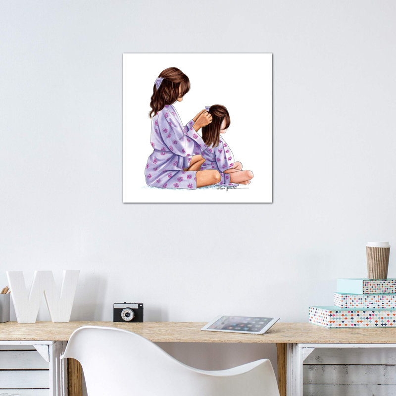 «Mom and Daughter» par Elza Fouche - reproduction imprimée, Toile tendue, Pas de tapis, H 12 po x l 12 po x P 0,75 po