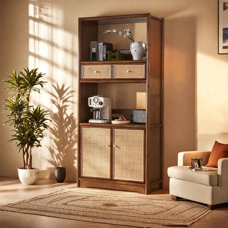 Solid wood frame storage cabinet bookcase