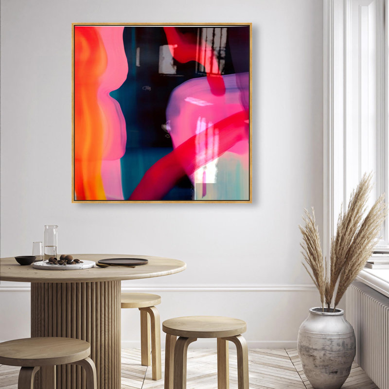 Oliver Gal Inked I Abstract - Hand-Applied Glass Coat Framed Canvas Art, 40" H x 40" W, Black