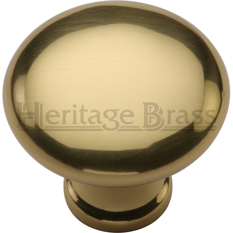 Heritage Brass Victorian Inspired Heritage Cabinet Knob Mushroom Design 38mm, 3.2cm H x 3.8cm W x 3.8cm D, Polished Brass