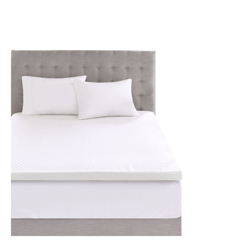 3-Inch Gel Memory Foam Mattress Topper with Cooling Cover, White, Twin Size