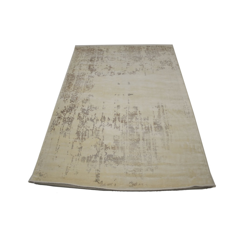 Tapis oriental beige tissé à la main Rectangle