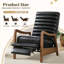 26" Wide Bauhaus Mid Century Waxed Leather Push Back Recliner, Manual Reclining Chair with Solid Wood Frame-1292862087