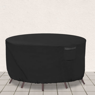 Patio Round Table Set Cover, Black, Waterproof Outdoor Furniture Cover, Universal Fit by Arlmont & Co.