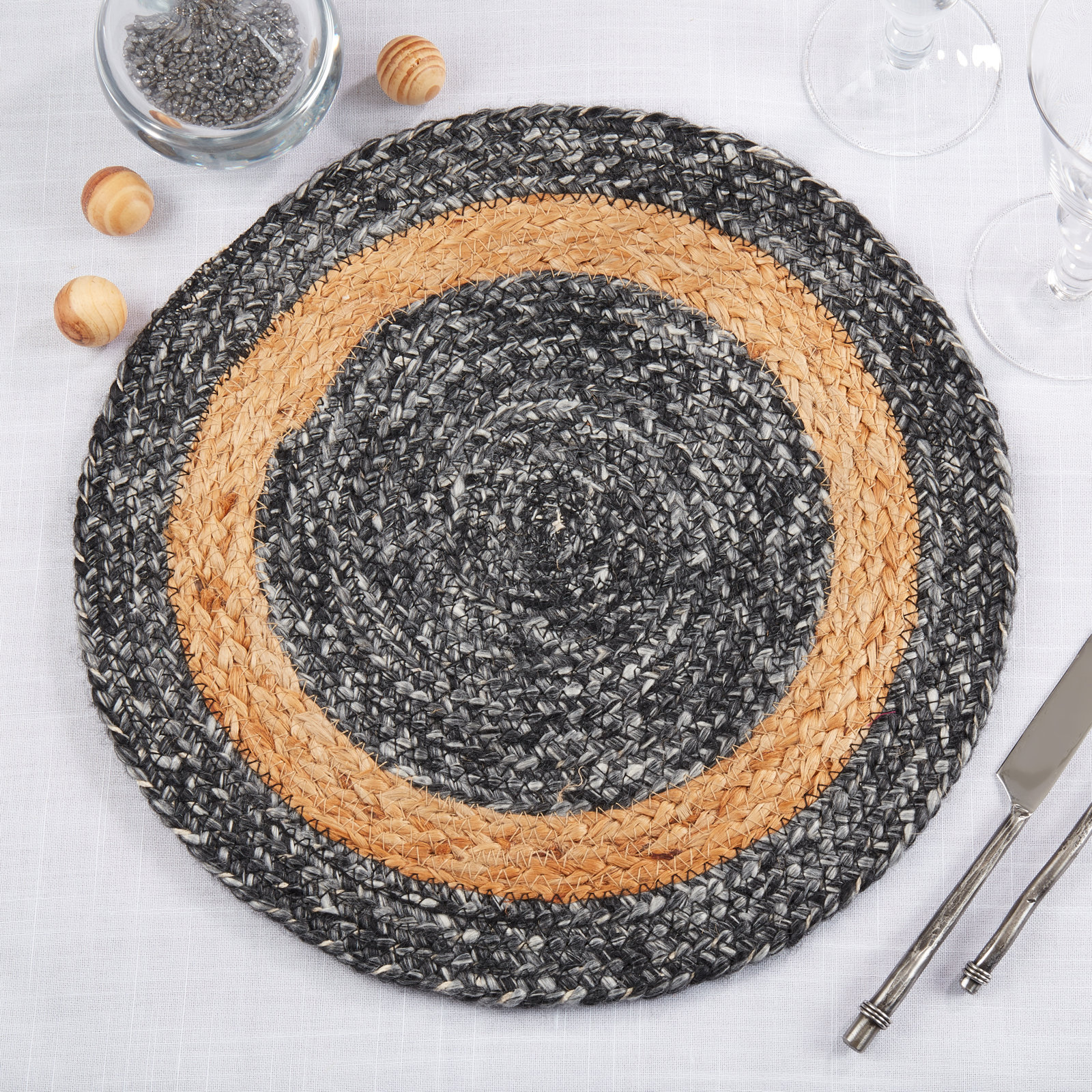 Claresta Jute Placemat, Black