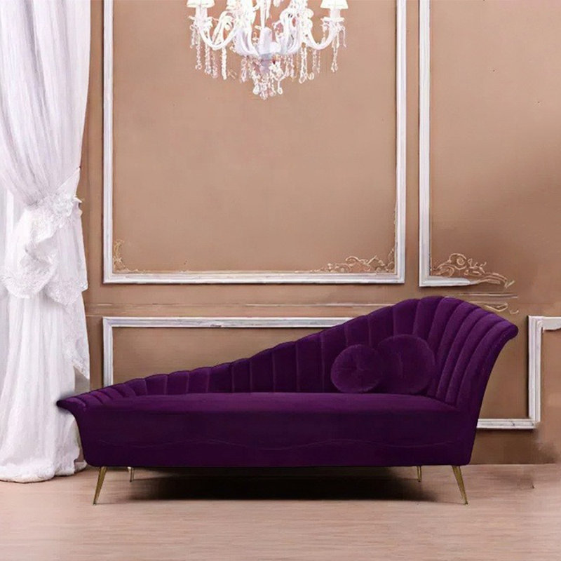 Élégante méridienne incurvée et confortable, Orienté à droite, Violet