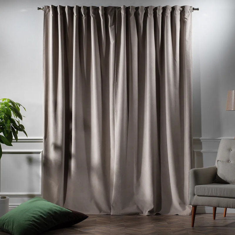 Extra Long & Extra Wide Matte Velvet Curtain Panel, 140cm Width x 325cm Drop, 17 TAN