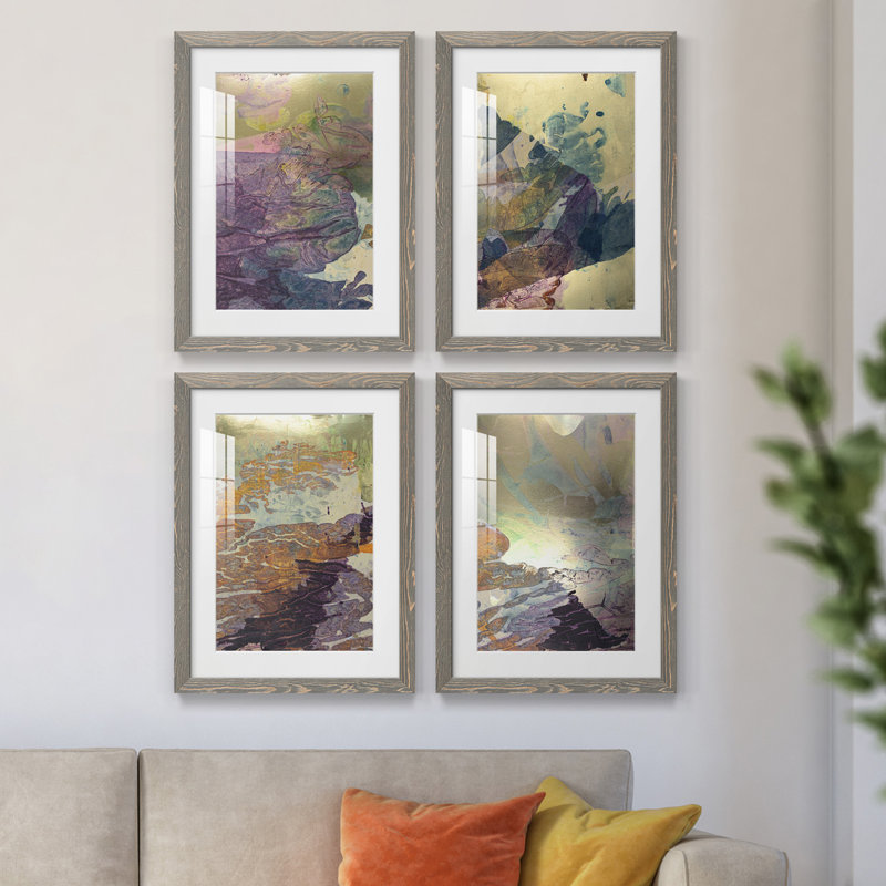 «Monet's Landscape V», ensemble de 4 reproductions de cadres photo, gris, H 20 po x l 68 po x P 1,5 po