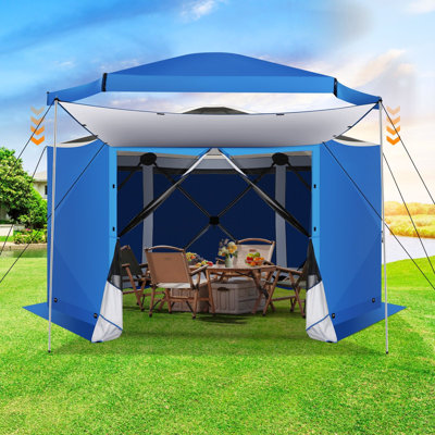 12x12 Pop up Gazebo Screen House Tent for Camping with Removable Roof&Sidewalls(Strut version) by HOTEEL