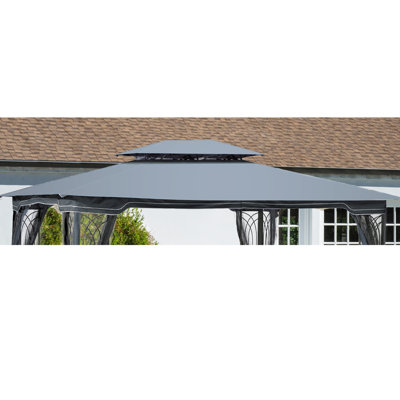 13X10 Ft Patio Gazebo Replacement - Gray , & Water Protection Canopy Canvas Protected Easy Install