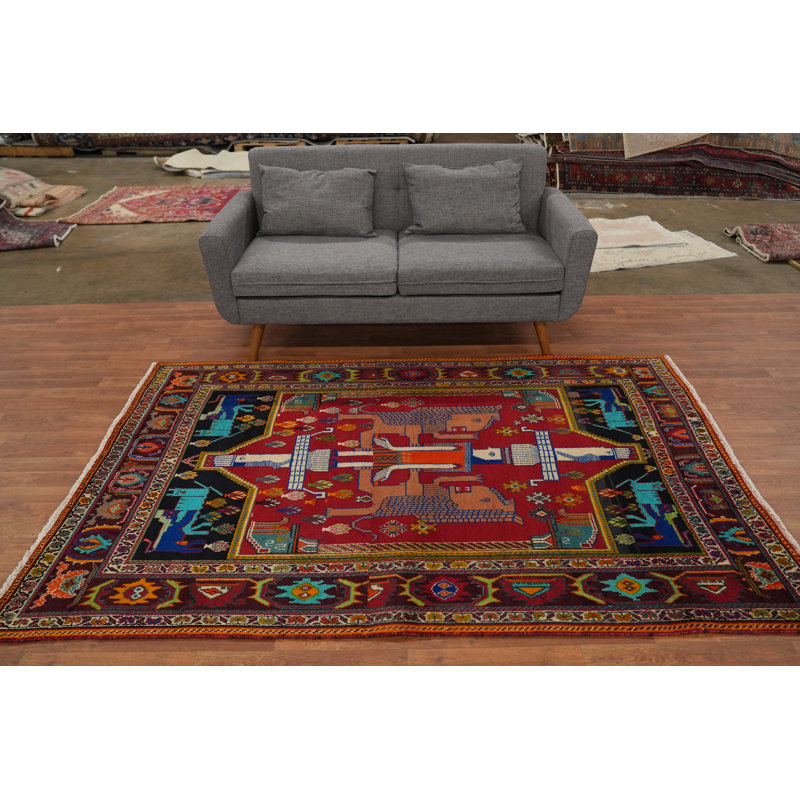 Tapis traditionnel tribal en laine fait à la main 5 x 8 po