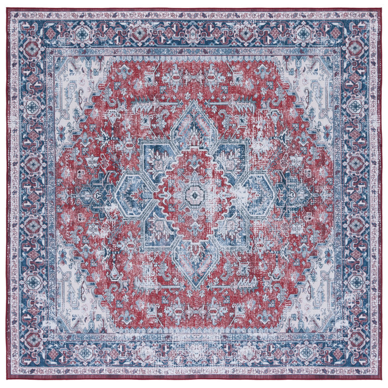 Tapis rouge / bleu marine Tucson 101 M / W S / R, Carré 6 pi