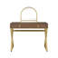 Bureau de coiffeuse en noyer et or avec 2 tiroirs de rangement, plateau à bijoux, cadre en métal, miroir et miroir à structure rectangulaire