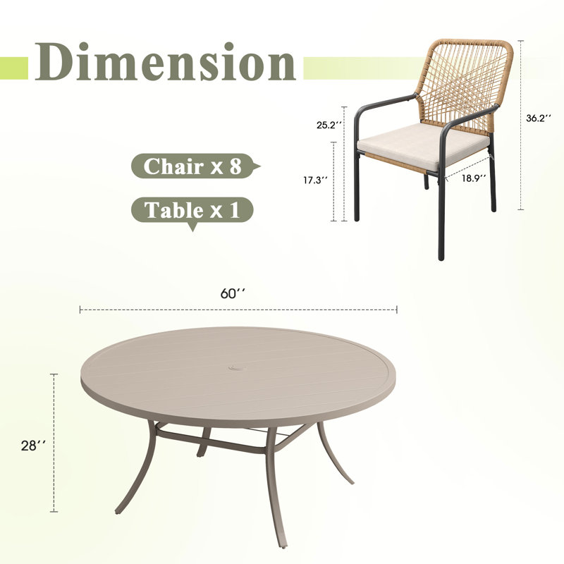 Brasseur avec chaises rembourrées, Beige