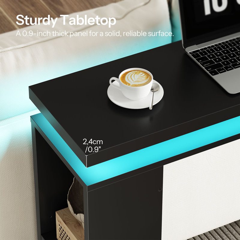 Console 47,2 po avec lumières DEL, table d'entrée étroite avec plateau flottant