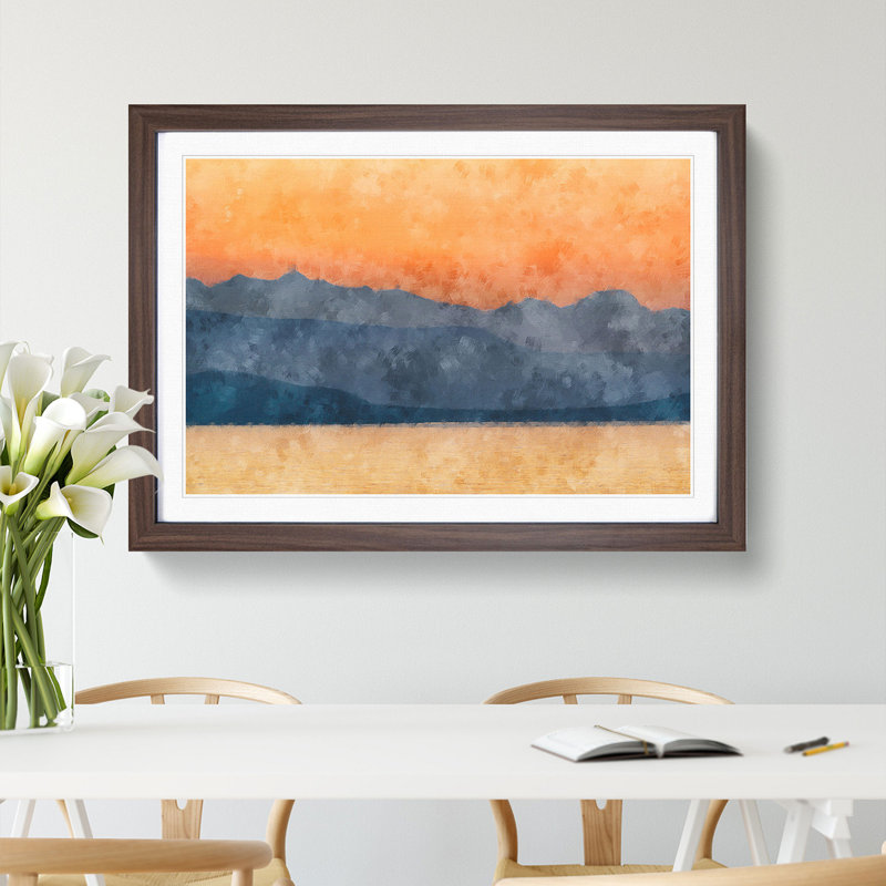 Orange Sunset in Greece - Picture Frame Graphic Art Print, Walnut Framed, 62cm H x 87cm W x 2cm D