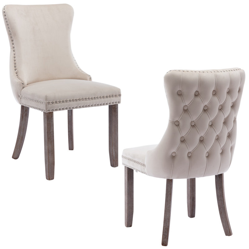 Chaise parsons rembourrée Seita, 4, Brun, Beige