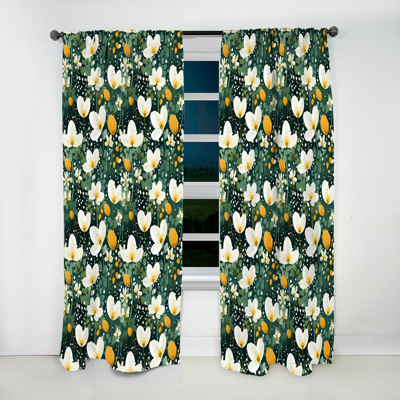 Natures Whispers Polka Dots Pattern - Modern Velvet Curtain - Room Darkening - 1 Panel, 52" W x 120" L