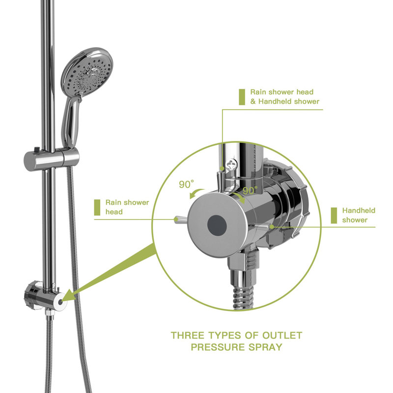 10-inch shower system with 5-function handheld showerhead, Chrome