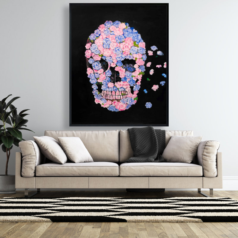 Flower Skull Print On Canvas