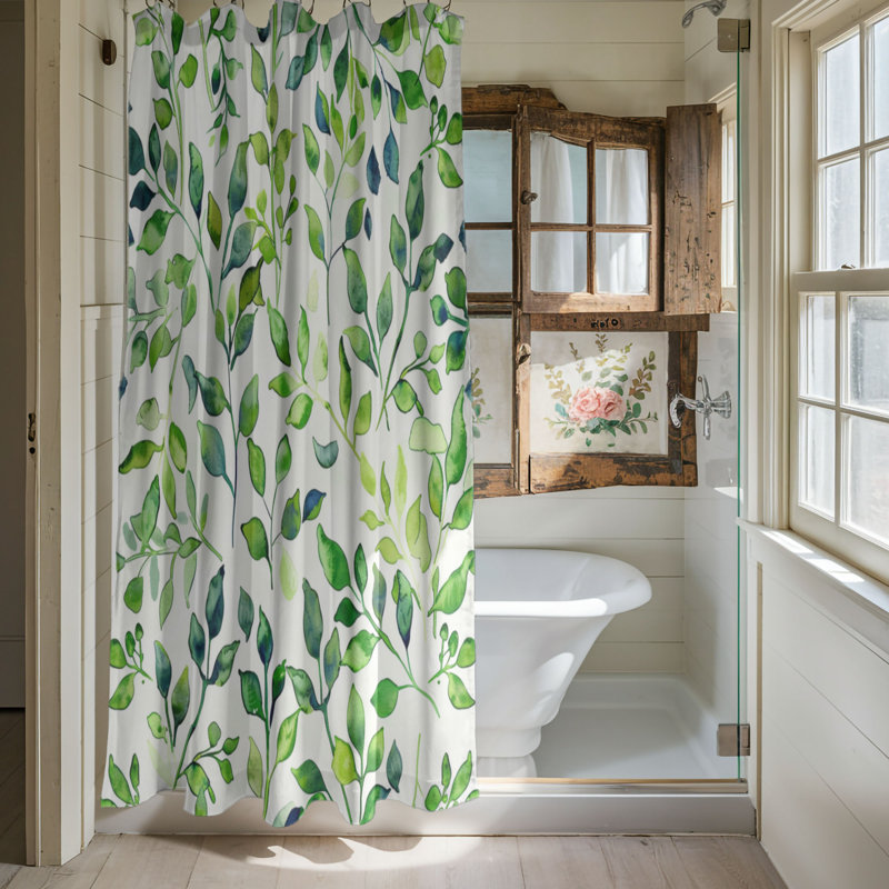 Blooming Leaves - Rideau de douche Premium, H 74 po x l 71 po