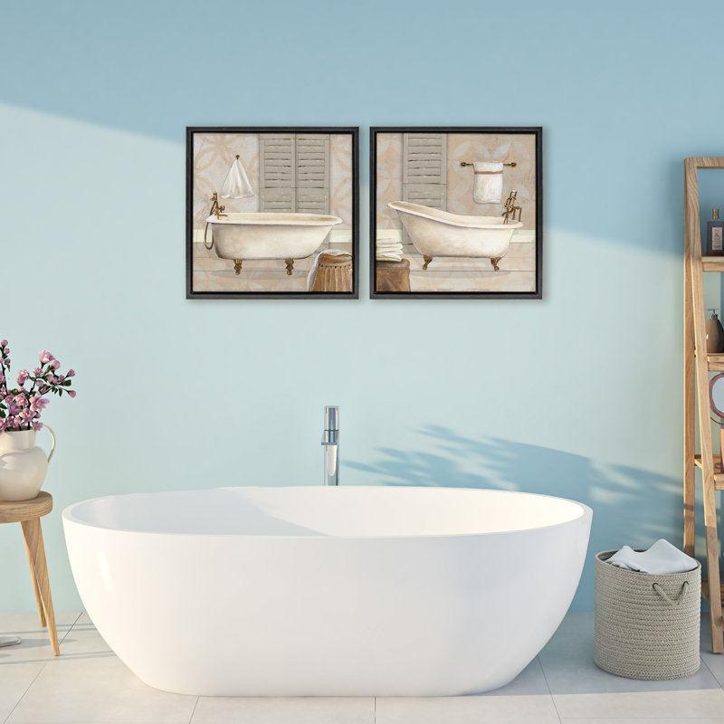 Ensemble de cadre flottant 2 pièces Relaxing Neutral Bath, design par Carol Robinson, Cadre flottant noir de jais