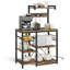 Rustic Kitchen Pantry Cabinet with Power Outlets & Adjustable Shelves - Microwave Stand, Coffee Bar Storage (DKLGG, Brown)