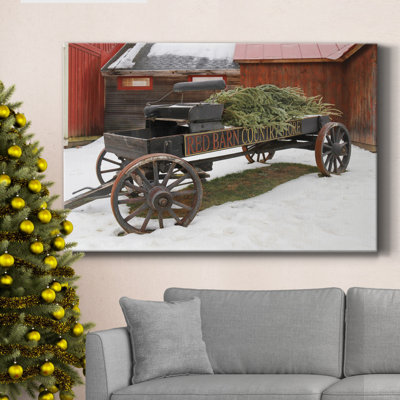 Toile tendue avec châssis de qualité supérieure Country Store Wagon - prête à être accrochée