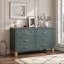 Commode de rangement moderne à 6 tiroirs avec poignées en métal et pieds en bois massif pour chambre d'enfant-549416429