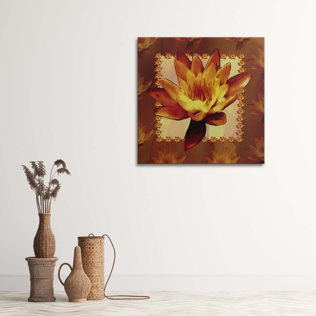 Leinwandbild Water Lily On An Orange Background 16038