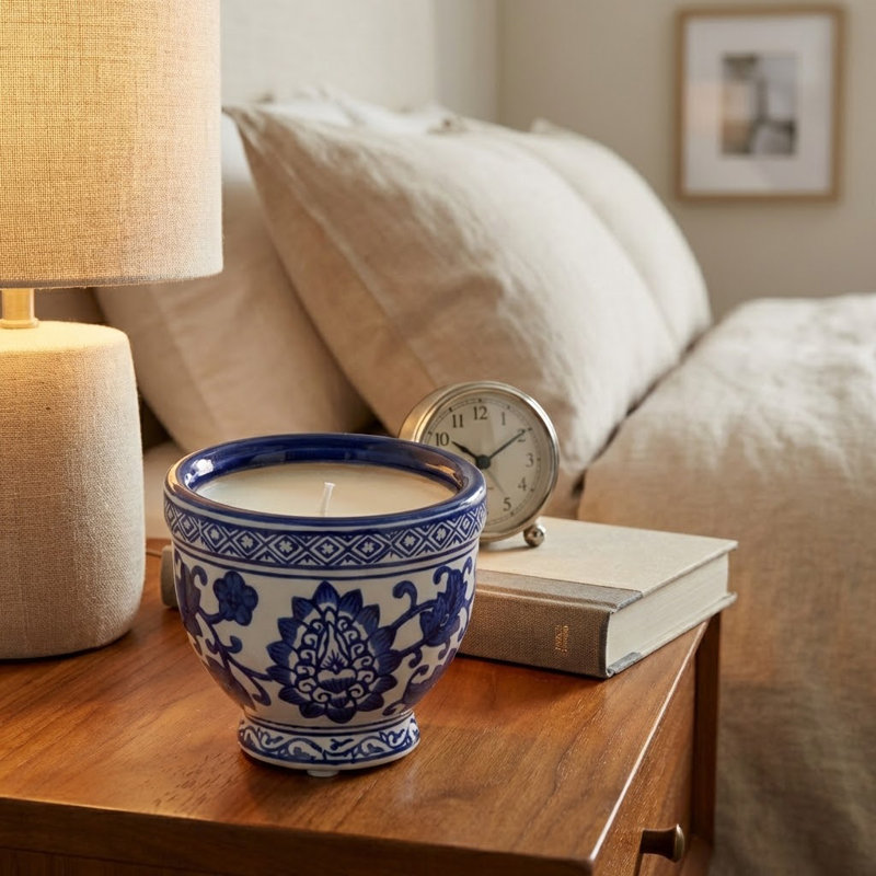 Bougie parfumée Chinoiserie, Blanc / Bleu