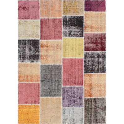Tapis zone en laine rouge/gris/orange 5 pi 6 po x 7 pi 9 po one-of-kind à la main-noué la 1990 kosak Hotwells