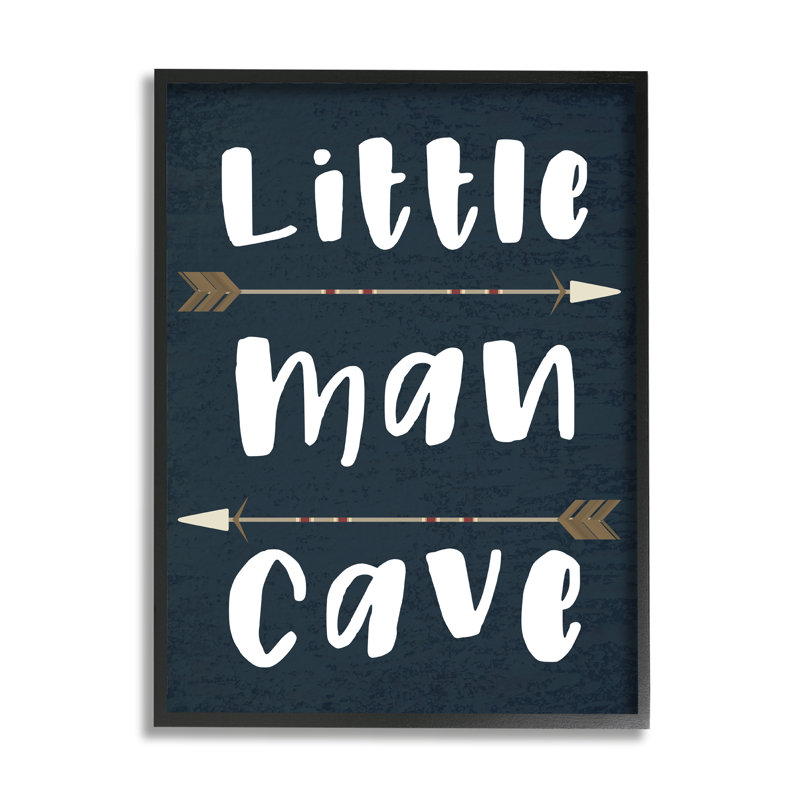Little Man Cave, lettres, monogrammes et noms de flèches, H 20 po x l 16 po x P 1,5 po, Giclée encadrée noir minuit