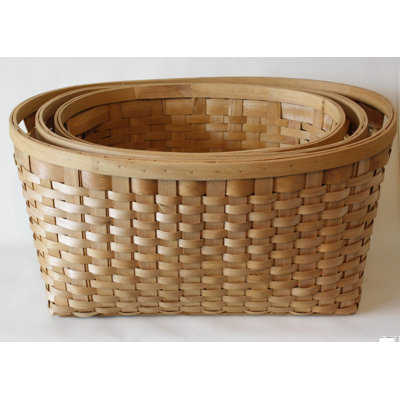 Ensemble de 3 paniers en copeaux de bois