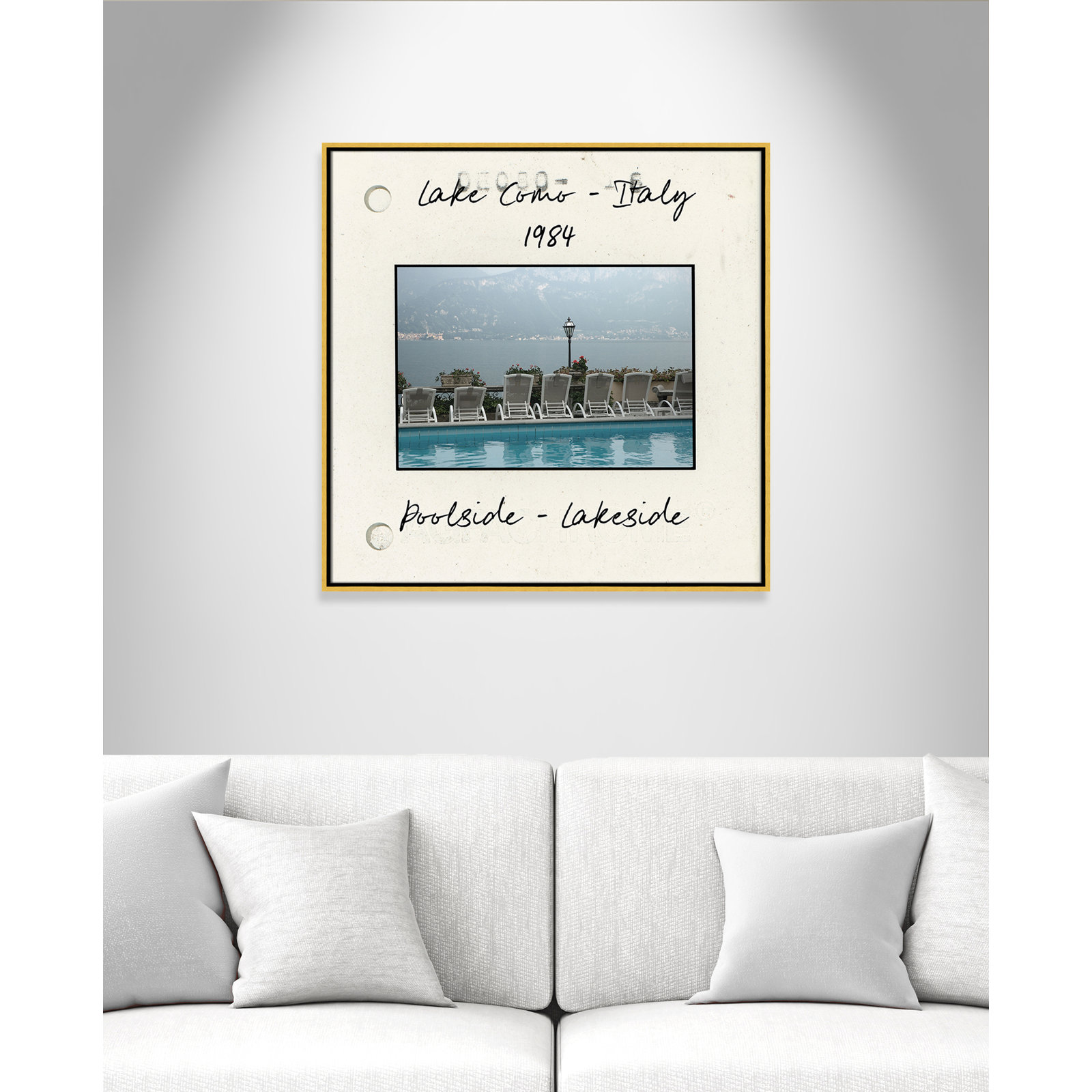 Travel Slide Collection "Lake Como, Italy" Print, Gold Floater Framed Canvas, 31.5" H x 31.5" W x 2" D