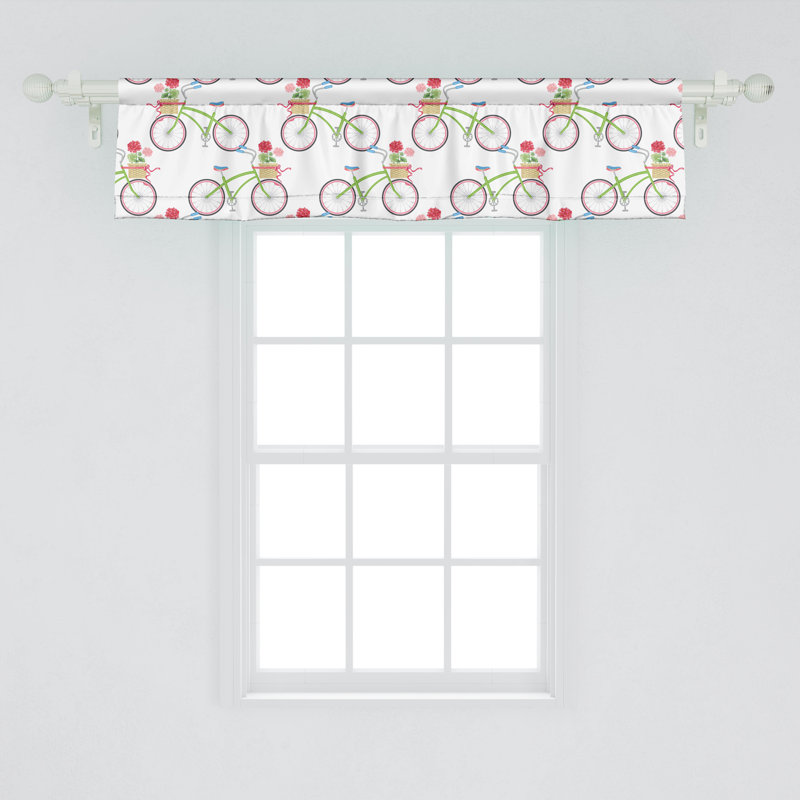 Ensemble de 2 cantonnières Ambesonne Geraniums en bicyclette blanc et multicolore, L 42 po x L 12 po