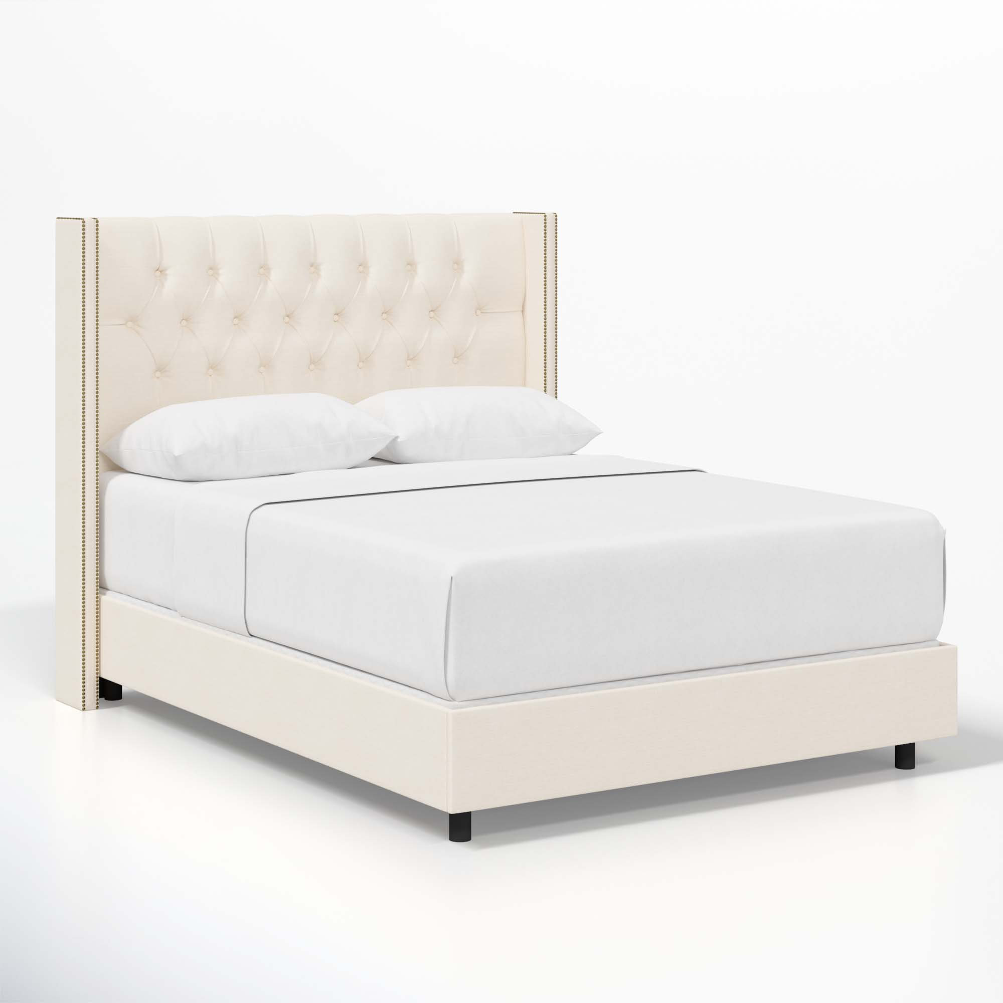 Breckin Upholstered Wingback Bed, Queen, Classic Navy Linen