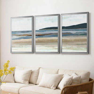 Saltwater Bay I - Toile tendue avec châssis sur mesure - 3 pièces