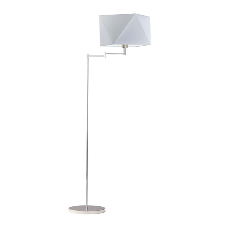 Glasper 163cm Swing Arm Floor Lamp, Light Grey, Silver